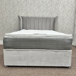 4ft6 Divan Bed - Floorstanding Wing Headboard