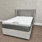 4ft6 Divan Bed - Floorstanding Wing Headboard