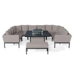 Maze - Outdoor Pulse U Shape Corner Dining Set With Fire Pit - Taupe