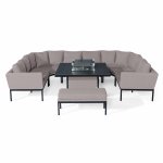 Maze - Outdoor Pulse U Shape Corner Dining Set With Fire Pit - Taupe