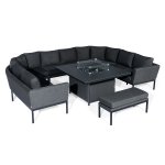 Maze - Outdoor Pulse U Shape Corner Dining Set With Fire Pit - Charcoal