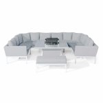 Maze - Outdoor Pulse U Shape Corner Dining Set With Fire Pit - Lead Chine