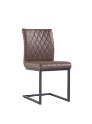 The Chair Collection Diamond Stitch Dining Chair Brown PU (Pair)