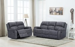 Barcelona Reclining 3 + 2 Sofa Set - Grey Fabric