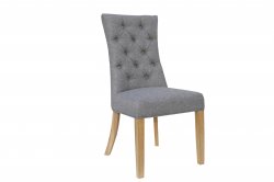 The Chair Collection Curved Button Back Chair - Light Grey (Pair)