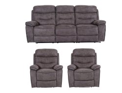 HP Collection - Noah Reclining 3+1+1 Sofa Set - Grey