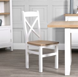 Eton Crossback Chair Wooden Seat (Pair) - White