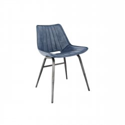 The Chair Collection Leather & Iron Chair - Blue (Pair)