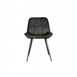 The Chair Collection Leather & Iron Chair - Dark Grey (Pair)