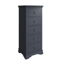 Swanley Midnight Grey Bedroom 5 Drawer Narrow Chest