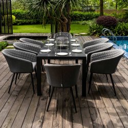 Maze - Outdoor Ambition 8 Seat Rectangle Dining Set With Fire Pit - Flanelle