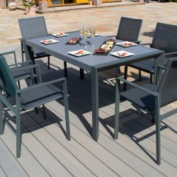 Maze Aluminium New York 6 Seat Rectangular Dining Set - Grey