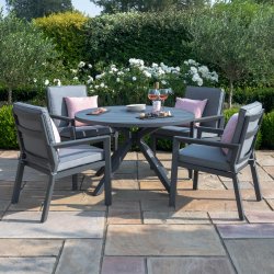 Maze Aluminium New York 4 Seat Round Dining Set - Grey