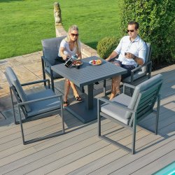 Maze Aluminium Amalfi 4 Seat Square Dining Set with Rising Table - Grey