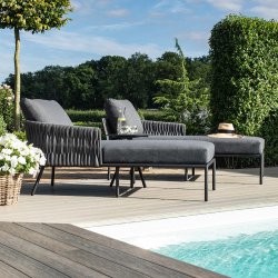 Maze Rope Marina Double Sunlounger Set With Side Table - Charcoal