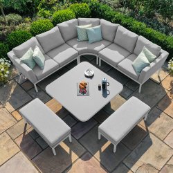 Maze - Outdoor Pulse Deluxe Square Corner Dining Set With Rising Table -  Lead Chine