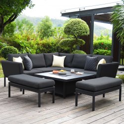 Maze - Outdoor Pulse Square Corner Dining Set With Rising Table -  Charcoal