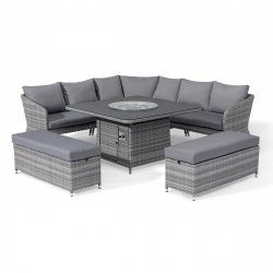 Maze Santorini Deluxe Corner Dining Set with Fire Pit