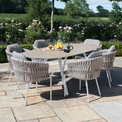 Maze Rope Marina 6 Seat Oval Dining Set - Sandstone