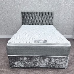 3ft Divan Bed - Large Diamante Headboard