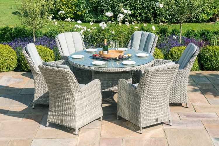 Maze Oxford 6 Seat Round Ice Bucket Dining Set With Venice Chairs