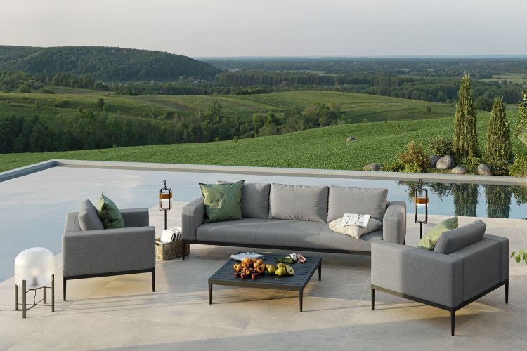 Maze Outdoor - Eve 3 Seat Sofa Set- Flanelle