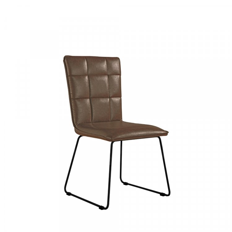 The Chair Collection Panel Back Chair with Angled Legs - Brown (Pair)