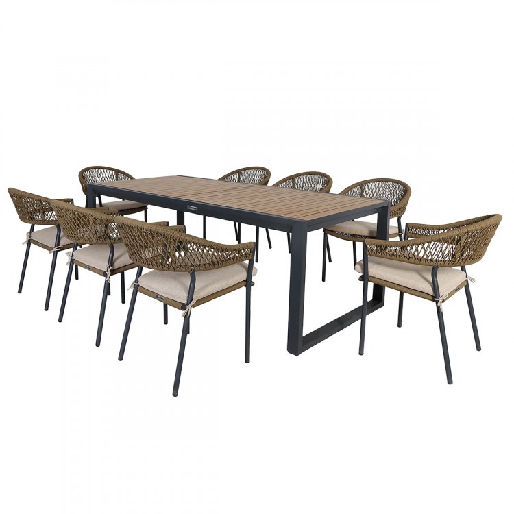 Maze Rope Bali 8 Seat Rectangular Extending Dining Set