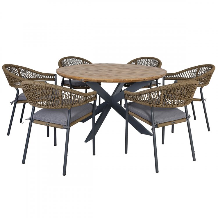 Maze Rope Bali 6 Seat Round Dining Set