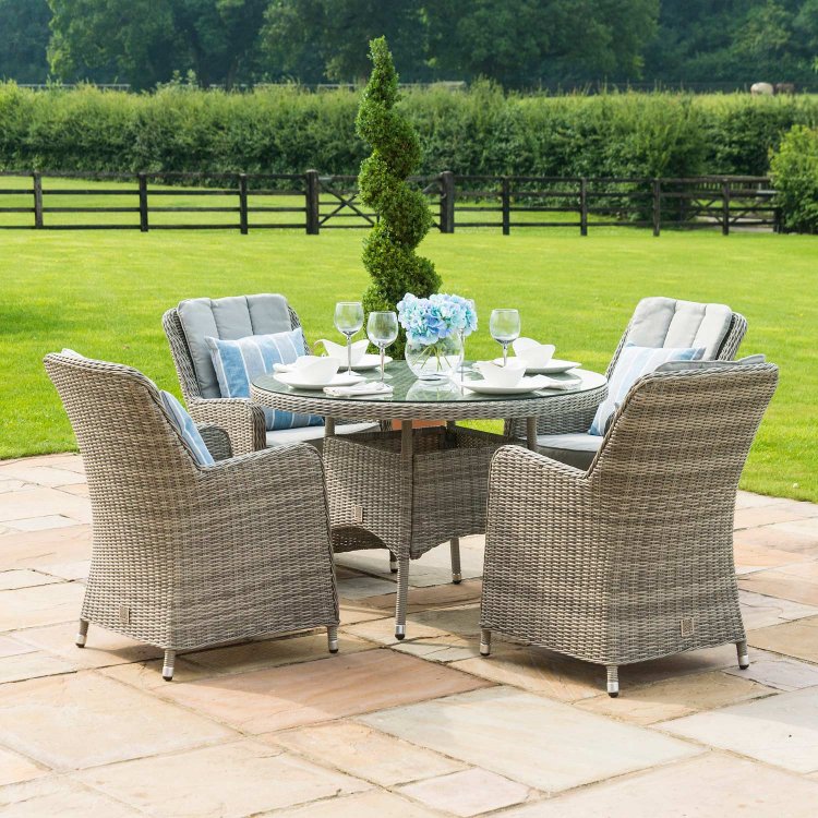 Maze Oxford 4 Seat Round Dining Set With Venice Chairs