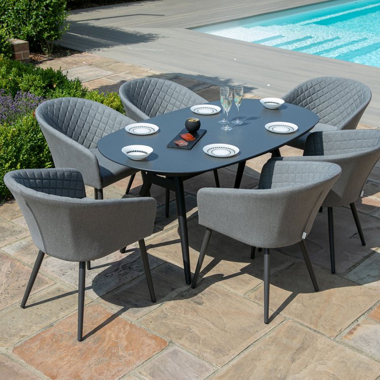 Maze - Outdoor Ambition 6 Seat Oval Dining Set - Flanelle