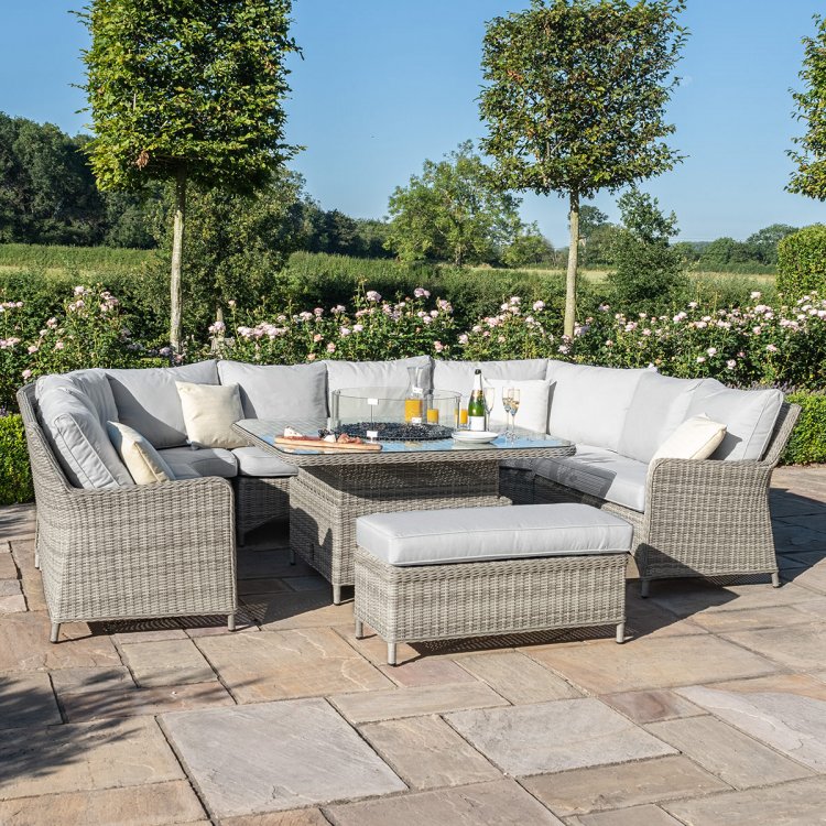 Maze Oxford Royal U Shaped Dining Set with Fire Pit