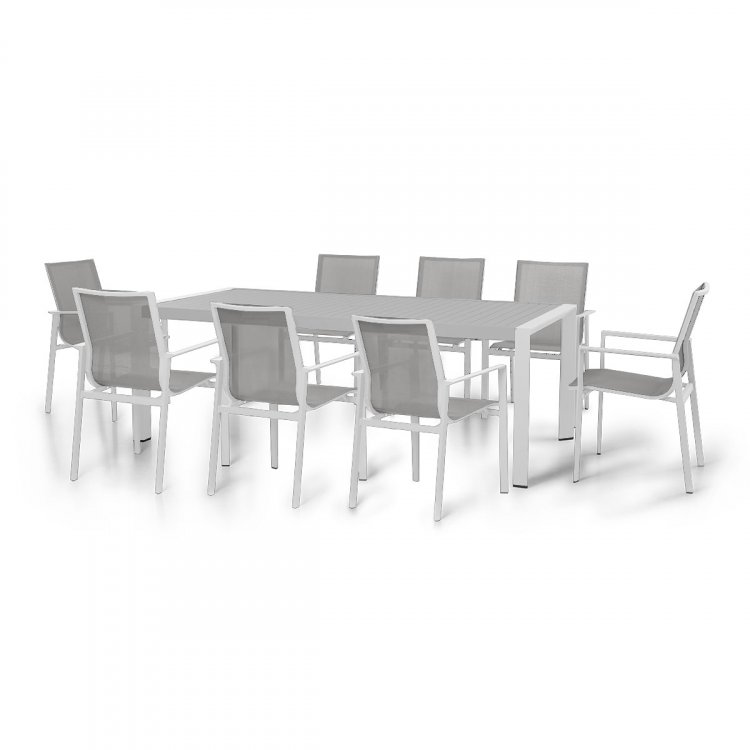 Maze Aluminium New York 8 Rectangular Dining Set - White